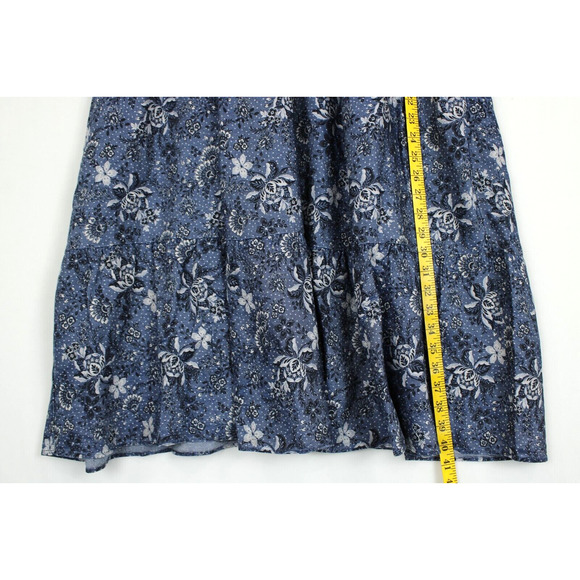 Torrid Mini Chambray Dress Women 2X Puff Short Sleeves Smocked Neck Blue Floral - Picture 4 of 12